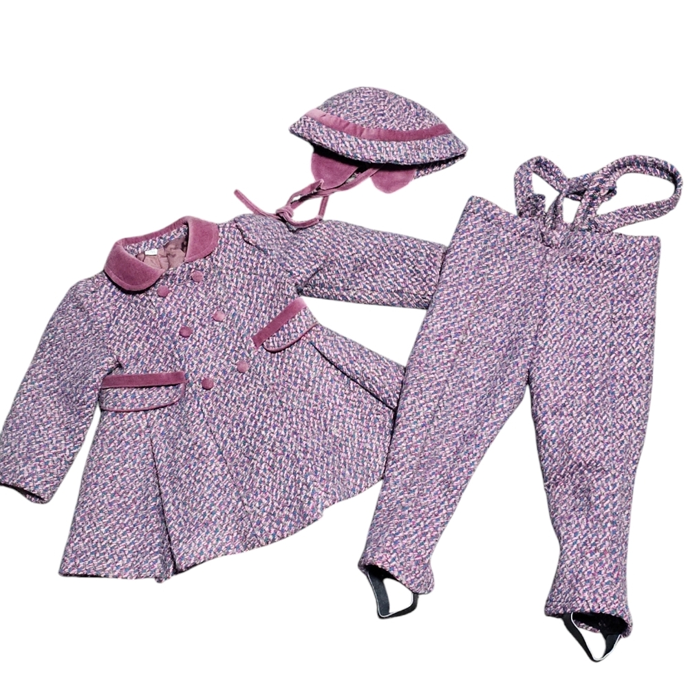 Vintage Rothschild Kids Tweed Wool Coat, Pants & Hat Set 4